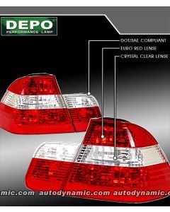 BMW 3-Series E-46 Sedan April/2002-2005 Red/Clear/Red Tail Lights 