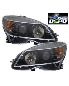 MERCEDES-BENZ C-CLASS 08-11 (FROM 2/9/07) HEAD LIGHTS HALOGEN OE STYLE BLACK BEZEL