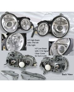 MERCEDES-BENZ E-CLASS 96-99 HEAD LIGHTS PROJECTOR HALOGEN CHROME