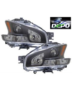 NISSAN MAXIMA 09-12 HEAD LIGHTS BLACK HALOGEN TYPE