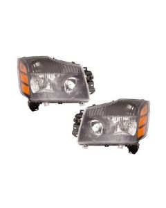 NISSAN TITAN/ARMADA 04-07 HEAD LIGHTS OE STYLE BLACK BEZEL