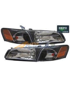 TOYOTA CAMRY 97-99 HEAD LIGHTS W/ SIGNAL LIGHTS DIAMOND DESIGN BLACK