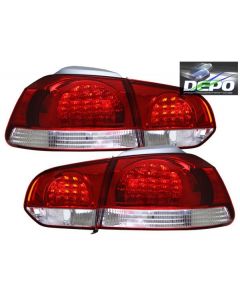 VOLKSWAGEN GOLF 10-12 TAIL LIGHTS LED TYPE RED/WHITE LENS