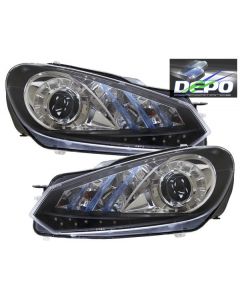 VOLKSWAGEN GOLF 10-12 HEAD LIGHTS PROJECTOR W/ LED DRL BLACK BEZEL