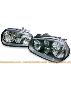 VOLKSWAGEN GOLF/GTI/CABRIO 99-05 HEAD LIGHTS W/ INTEGRATED FOG TYPE W/ BLACK BEZEL