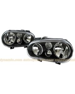 VOLKSWAGEN GOLF/GTI/CABRIO 99-05 HEAD LIGHTS W/O INTEGRATED FOG TYPE W/ BLACK BEZEL