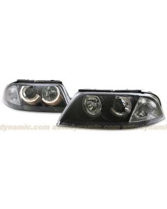 Volkswagen Passat 01-05 Black Housing Projector Headlamps with Dual Halo 