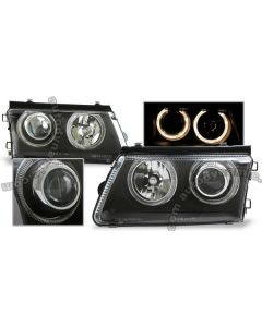 Volkswagen Passat Late 97-00 B5 Black Housing Projector with Dual Halo Headlamps 